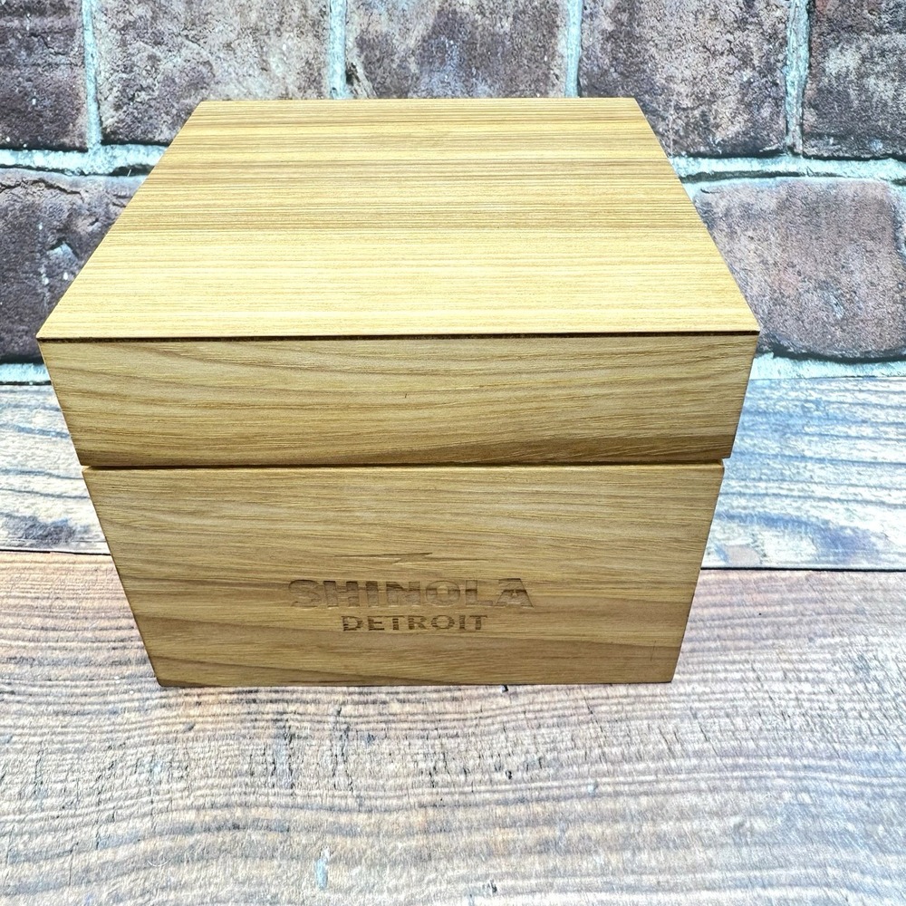 Shinola Detroit Runwell Quartz Lightning Bolt Engraved Wood Watch Box Only USA
